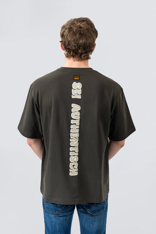 ZEHN Axis Oversized T-Shirt Herren in Asphalt – Rückansicht